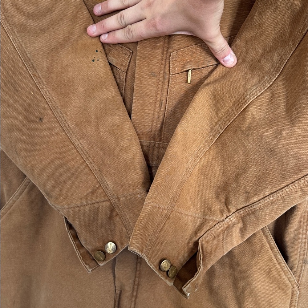 Vintage Carhartt Mens 42R Distressed Quilted Canvas Coveralls 996QZ USA Made - Picture 7 of 16